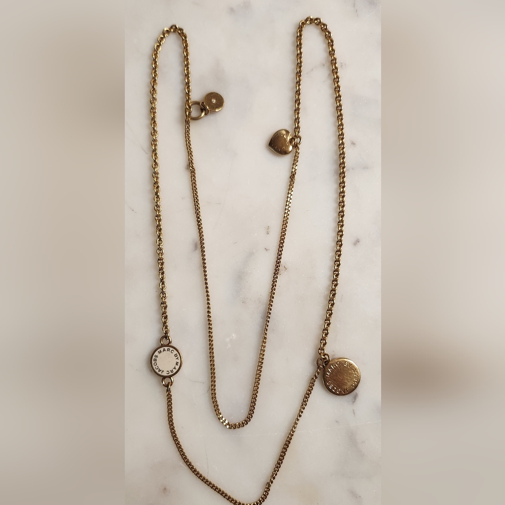 Marc Jacobs Goldtone 4 Pendant Necklace 32" RARE